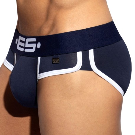 ES Collection Double Side Cotton Briefs - Navy - White