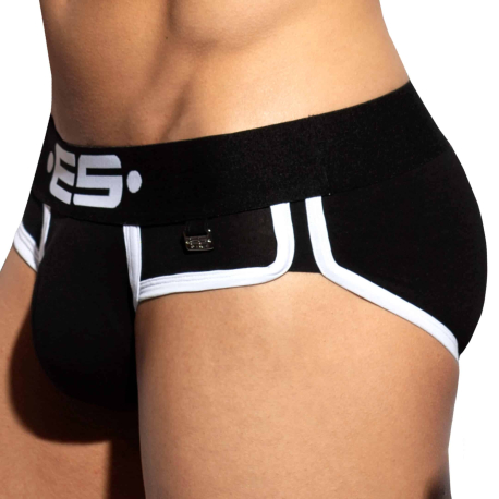 ES Collection Double Side Cotton Briefs - Black - White