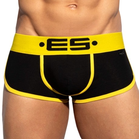 ES Collection Double Side Cotton Trunks - Black - Yellow