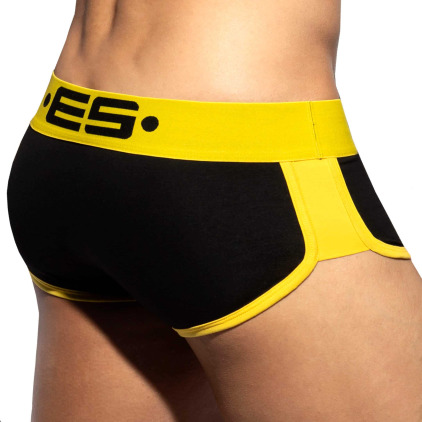 Shorty Double Side Coton Noir - Jaune ES Collection