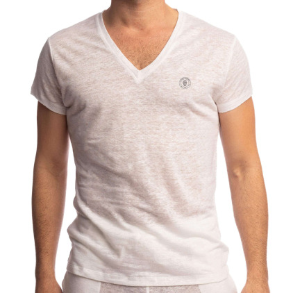 T-Shirt Col V Nieuport Blanc L'Homme Invisible