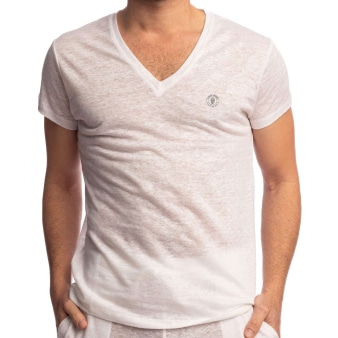 T-Shirt Col V Nieuport Blanc L'Homme Invisible