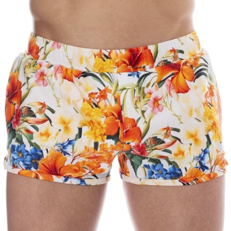 Short de Bain Tropical Summer Blanc SKU