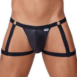Jock Strap Jarretière Simili-Cuir Noir CandyMan