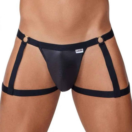 Jock Strap Jarretière Simili-Cuir Noir CandyMan