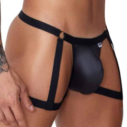 Jock Strap Jarretière Simili-Cuir Noir CandyMan