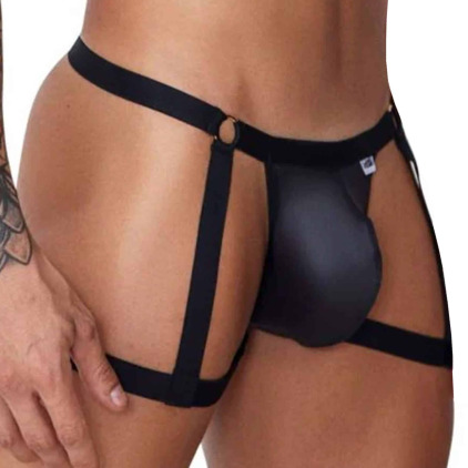 Jock Strap Jarretière Simili-Cuir Noir CandyMan