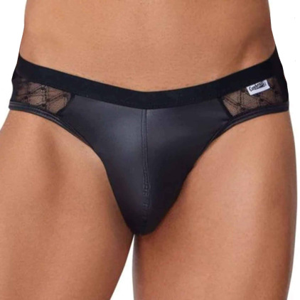 Jock Strap Dentelle Simili Cuir Noir CandyMan