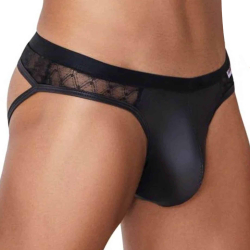Jock Strap Dentelle Simili Cuir Noir CandyMan