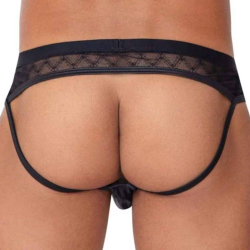 Jock Strap Dentelle Simili Cuir Noir CandyMan