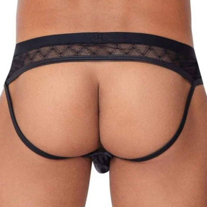 Jock Strap Dentelle Simili Cuir Noir CandyMan