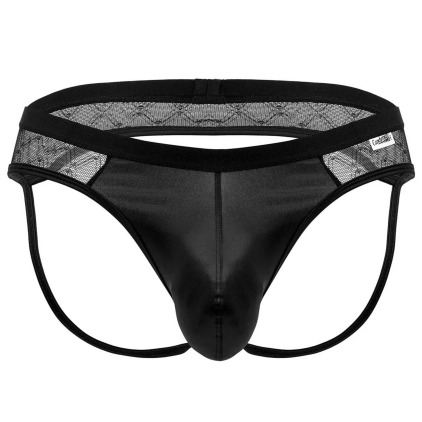 Jock Strap Dentelle Simili Cuir Noir CandyMan