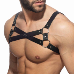 Harnais X en Cuir Noir AD Fetish