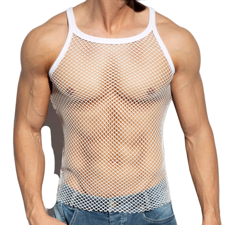 ES Collection Beachy Net Strap Tank Top - White