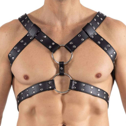 Harnais Simili Cuir à Anneaux Noir Lookme