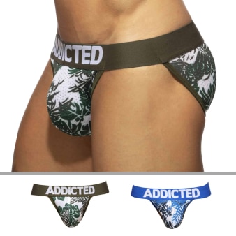 Lot de 2 Slips Tangas Mesh Tropicana Bleu - Kaki Addicted