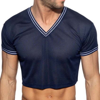 T-Shirt Crop Slam Mesh Bleu Marine Addicted