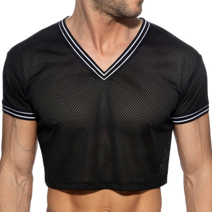 T-Shirt Crop Slam Mesh Noir Addicted