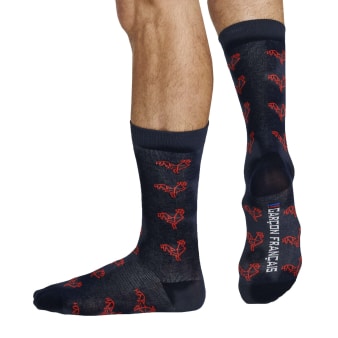 Chaussettes Basses Origami Coq Bleu Marine - Rouge Garçon Français