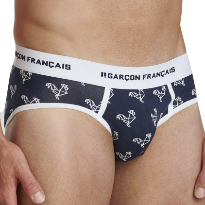 Slip Origami Coq Bleu Marine - Blanc Garçon Français
