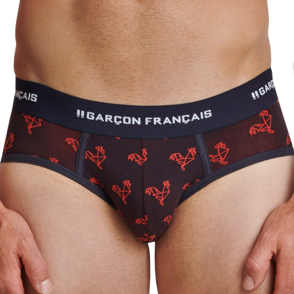 Slip Origami Coq Bleu Marine - Rouge Garçon Français