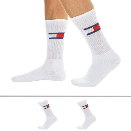 Lot de 2 Paires de Chaussettes de Sport Flag Blanches Tommy Hilfiger