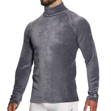 T-Shirt Col Roulé Corduroy Gris Modus Vivendi