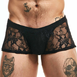 Boxer Lingerie Dentelle Noir Sexy Boy