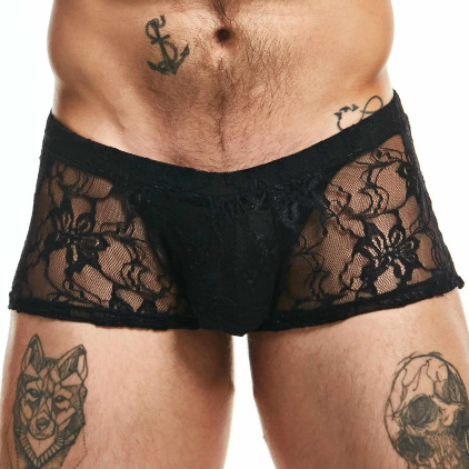Boxer Lingerie Dentelle Noir Sexy Boy