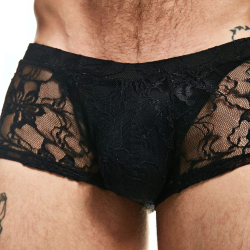 Boxer Lingerie Dentelle Noir Sexy Boy
