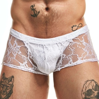Boxer Lingerie Dentelle Blanc Sexy Boy
