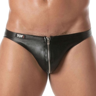 Slip Bikini Zippé Kinky Noir TOF Paris