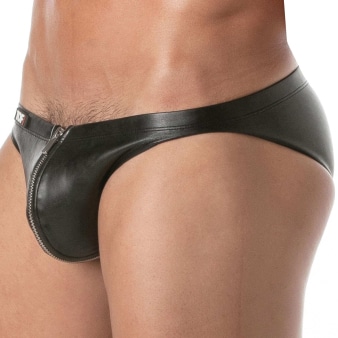 Slip Bikini Zippé Kinky Noir TOF Paris
