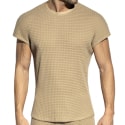 ES Collection T-Shirt Casual Checkmate Beige