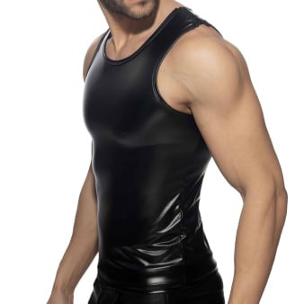 Débardeur Shoulder Zip Rub Noir  AD Fetish