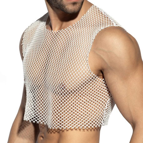ES Collection Beachy Net Crop Top - White