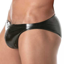 Slip Bikini Zippé Vinyl Noir TOF Paris