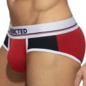Addicted Velour Panel Briefs - Red - Navy