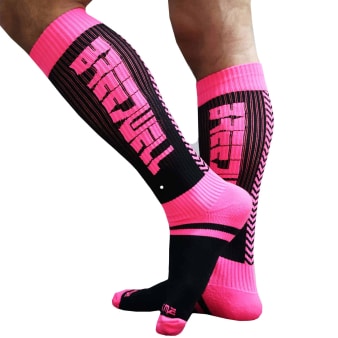 Chaussettes Hautes Eternity - Rose Fluo - Noires Breedwell