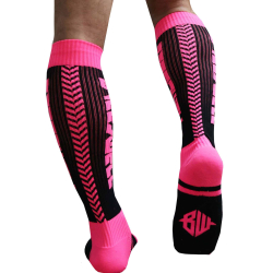 Chaussettes Hautes Eternity - Rose Fluo - Noires Breedwell