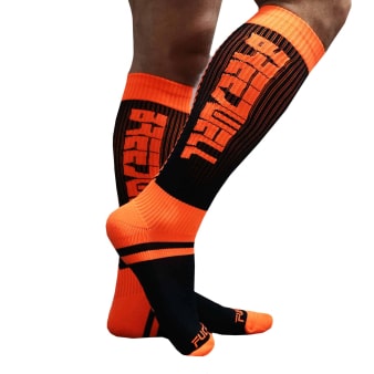 Chaussettes Hautes Eternity - Orange Fluo - Noir Breedwell
