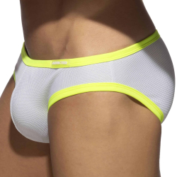 Slip de Bain Bikini Neon Snow White Blanc - Jaune Fluo Addicted