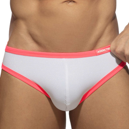 Slip de Bain Bikini Neon Snow White Blanc - Rose Fluo Addicted