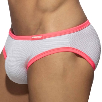 Slip de Bain Bikini Neon Snow White Blanc - Rose Fluo Addicted