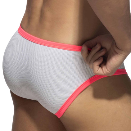 Slip de Bain Bikini Neon Snow White Blanc - Rose Fluo Addicted