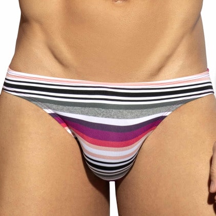 Slip Bikini Retro Stripes Gris - Rose ES Collection