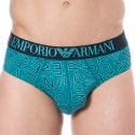 Emporio Armani All Over Microfiber Briefs - Peacock