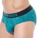 Emporio Armani All Over Microfiber Briefs - Peacock
