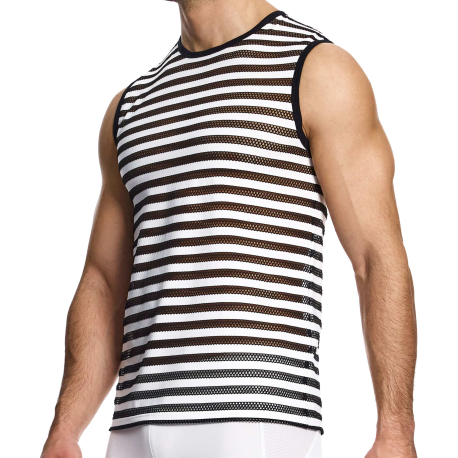 Modus Vivendi Full Striped Through Tank Top - Black - White