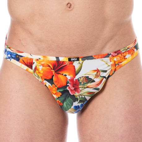 SKU Tropical Summer Microfiber Briefs - White